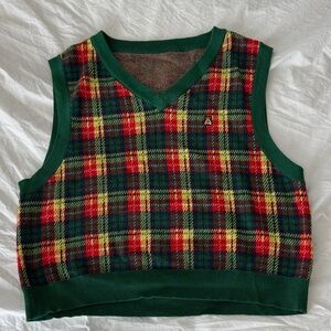 Teddy Fresh Green and Red Plaid Sweater Vest